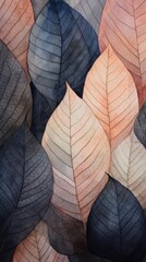 Wall Mural - Dark lines leaves abstract texture plant.