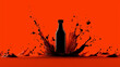 © mattegg - Dynamic Dark Liquid Splash Around Bottle on Orange