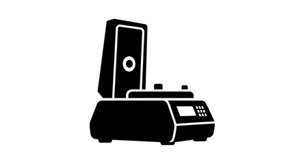 Black and white equipment silhouette for science technology