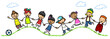 © Robert Kneschke - Integration Konzept mit Gruppe Cartoon Kinder auf Hügel