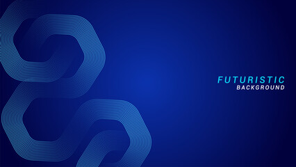 Wall Mural - Abstract futuristic technology concept background. Shiny geometric line pattern on a dark blue background. Suitable for posters, covers, banners, presentations, websites, and flyers.