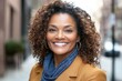 © Panuwat - Portrait middle-aged African-American woman curly hair smiling widely of Beautiful Confident
