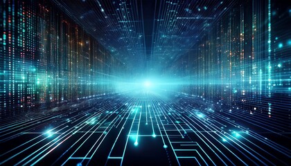 complex network of binary code representing modern technology