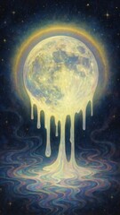 Canvas Print - Surreal moon melting mobile wallpaper