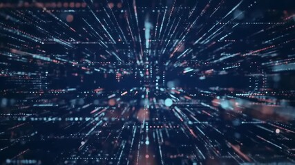 Abstract Futuristic Data Stream Visualization, Digital Matrix Background, Seamless Data Transfer