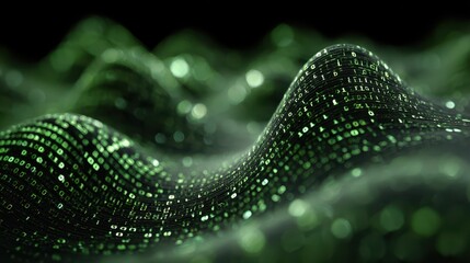 Three-Dimensional Binary Wave: Digital Datum with Selective Focus and Green Bokeh Surface