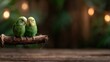 ©  Shomixer - A pair of vibrant green parrots sit closely together on a branch, symbolizing love and companionship in a natural and serene environment.