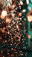 Wall Mural - Dark wallpaper Dark blue orange grainy gradient confetti glitter.