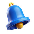 © stock3d - Blue 3D Rendered Notification Bell with Yellow Clapper and Loop on Black Background alert sound isolated on a transparent background