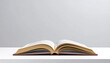 © Vadim - Open book lying on a white surface, with space for text