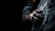 © Thares2020 - A climber s hand dusted with chalk firmly grips a rugged rock surface during an intense vertical ascent showcasing strength and focus