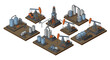 © Maureen - Isometric oil industry set with rigs, pumps, and storage in detailed design
