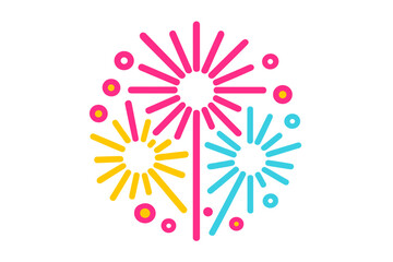 Brightly colored abstract fireworks exploding with dynamic energy, perfect for holiday festivities and special events