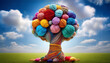 © Bouchard - Colorful Yarn Tree Conceptual Background Image