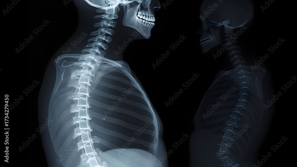 Skeleton Collapsing Compression Fracture Thoracic Vertebra Collapsed Body Spinal Alignment ...