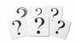 © Kasim - Question marks on white cards, studio shot. Concept FAQ, doubt, search