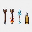 © PNG アセット - アローとブレットのピクセルアート