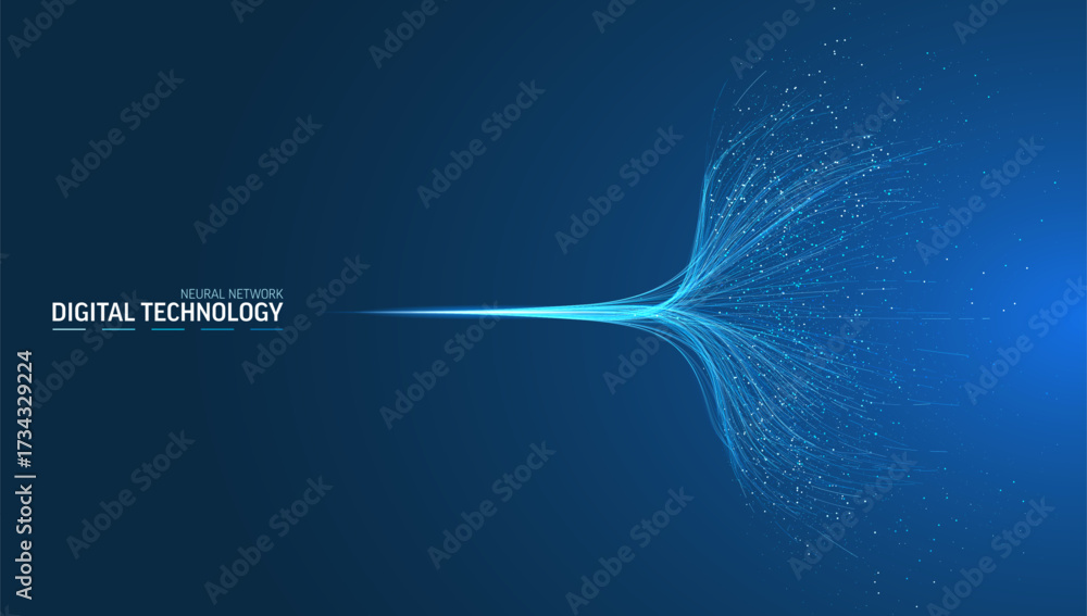 Dynamic lines vector abstract background. Network data flow, ai wave ...