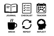 © Nataliia - Journal icons: checklist, tracker, break, repeat, reflect