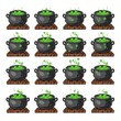 © PNG アセット - グリーン沸騰醸造ボウルピクセルアートグリッドオンホワイト
