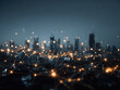 © Wonderful Studio - Futuristic skyline with glowing network lines represents business and finance innovation in modern cityscape at night