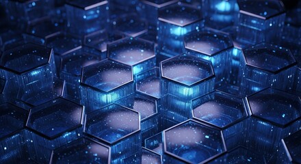 Digital Hexagons: An abstract composition showcasing a mesmerizing array of interconnected digital hexagonal shapes, radiating a futuristic and technological vibe.
