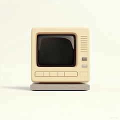 Retro style old computer monitor with beige casing, displayed on screen with editing options
