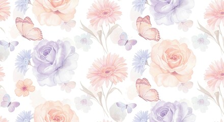  A seamless pattern of delicate cherry blossoms, with a Japanese brush stroke style 