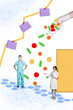© deagreez - Vertical poster collage young doctors medicine workers profession occupation prescribe pills dose treatment hospital clinic consultation