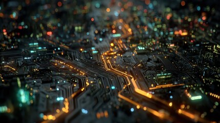 Wall Mural - Mesmerizing Visual of Glowing Intricate Patterns in Urban Landscape