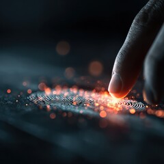 Wall Mural - Glowing Digital Fingerprint Concept in Futuristic Design
