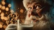 © creative - Santa claus enjoying christmas cookies and milk treat