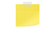 © dePICsignSTOCKS - A single yellow sticky note with a strip of clear tape at the top, isolated on transparent background