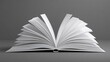 © Fadil - Open book with white pages fanned out against a gray background, ready to read