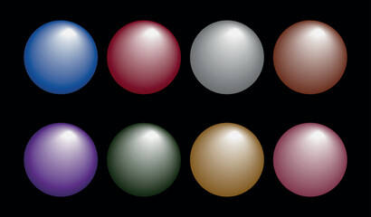 Orange Glossy Circle Icon Collection with Blank Spheres and Glass Reflection for Website and App Buttons Vector