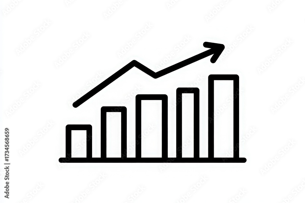 A simple growth chart illustrates an upward trend in data. The bars represent different values, and an arrow indicates positive movement, highlighting progress over a period.