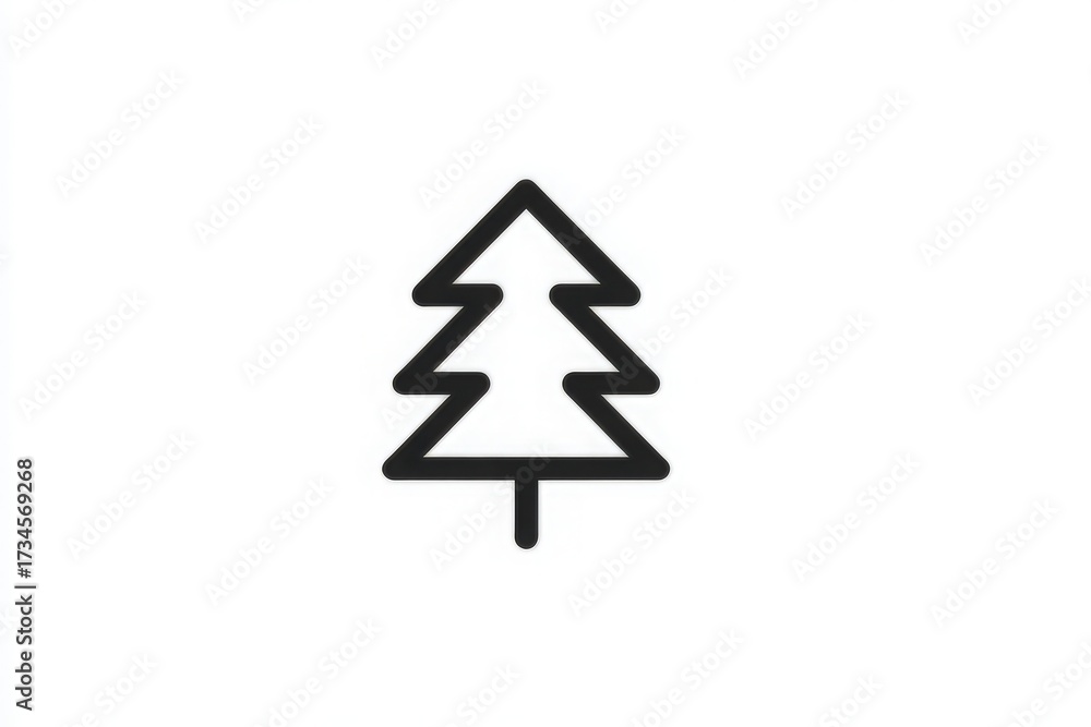 A minimalist black tree icon stands out against a white background. The design features a symmetrical shape with clear lines, often used for logos or various decorative projects.
