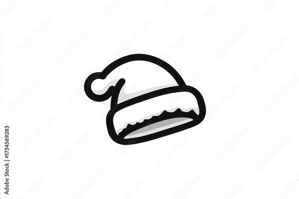 A simple and clean illustration of a winter hat with a fluffy white trim. This cozy hat is perfect for holiday themes and can be used in various festive designs and decorations.