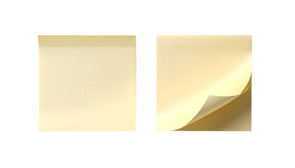 Two Cream Sticky Note Variations with Minimalist Style isolated on transparent background