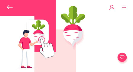 Man interacting with radish app modern vector illustration design for web app interface