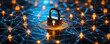 © kora studio - glowing lock surrounded by network of interconnected nodes symbolizes digital security and protection. vibrant colors and intricate design evoke sense of safety in digital realm