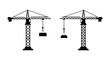 © MALA - Simple black and white illustration of two construction tower cranes