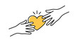 © Adam - Two hands connect over a glowing heart, symbolizing love, care, and the act of giving or receiving compassion and support in human relationships
