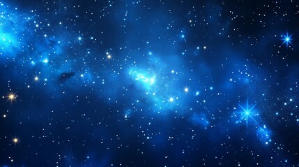 Wall Mural - A vibrant blue wallpaper with sparkling stars in a starry sky 