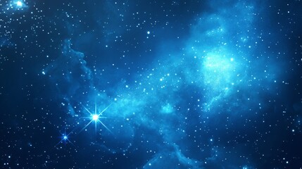 Wall Mural - A vibrant blue wallpaper with sparkling stars in a starry sky 
