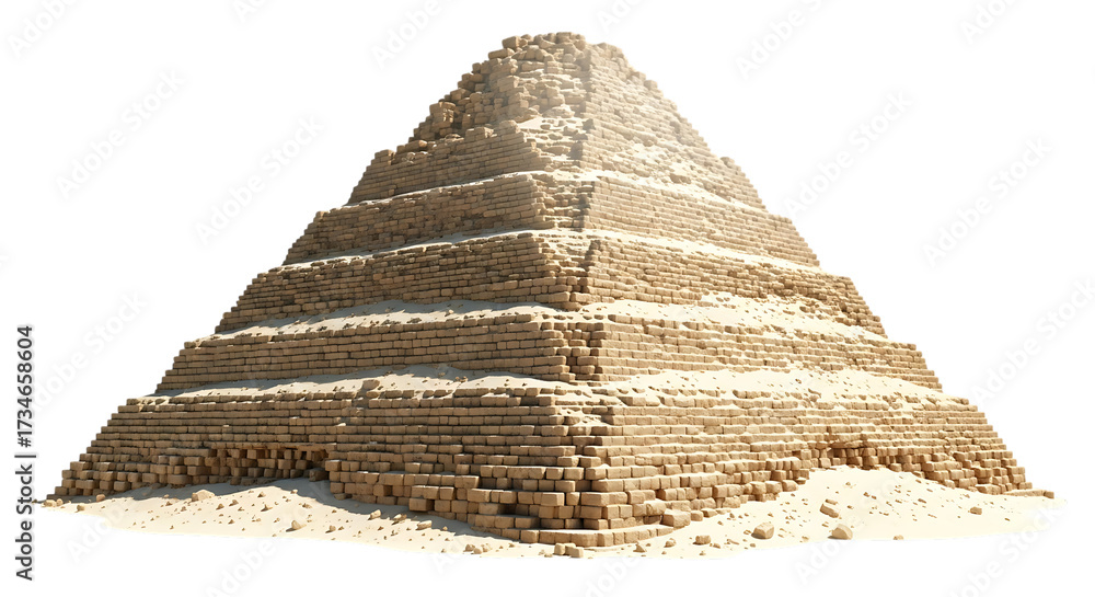 Illustration of step pyramid structure made of stone blocks, isolated ...