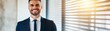 © LIPO@SEXTAO22 - Smiling Businessman in Suit Near Window Blinds, business , success
