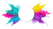 © DesignerKamran99 - Colorful powder explosion with circle frame isolated on transparent background