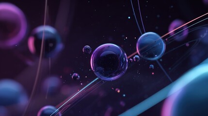 Wall Mural -  A collection of liquid ball drops with a central dividing line