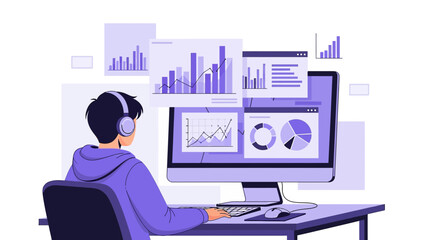 Data analysis and presentation on the computer with graphs charts and diagrams is suitable for